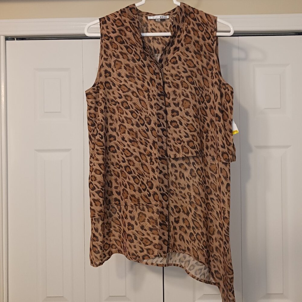 #205 WD NY Tan/Brown Button Down Tank Top Size S